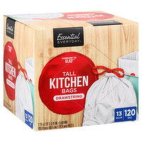 Essential Everyday Tall Kitchen Bags, Drawstring, 13 Gallon, 120 Each