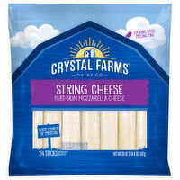 Crystal Farms String Cheese, Part-Skim, Mozzarella, 24 Each