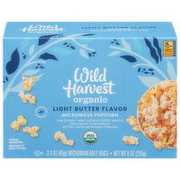 Wild Harvest Microwave Popcorn, Organic, Light Butter Flavor, 3 Each