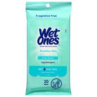 Wet Ones Sensitive Skin Extra Gentle Hand and Face Fragrance Free Wipes, 20 Each