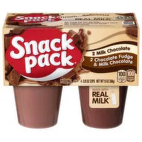 Snack Pack Milk Chocolate and Chocolate Fudge/Milk Chocolate Pudding, 4 Each