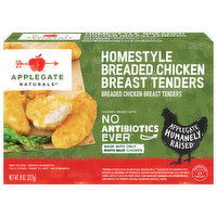 Applegate Chicken Breast Tenders, Breaded, Homestyle, 8 Ounce