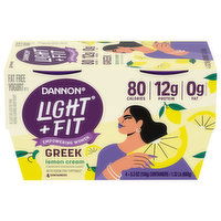 Dannon Light + Fit Yogurt, Lemon Cream, Greek, 4 Each