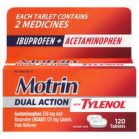 Motrin Ibuprofen + Acetaminophen, Dual Action, Tablets, 120 Each