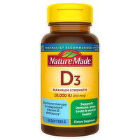 Nature Made D3, Maximum Strength, 10,000 IU (250 mcg), Softgels, 60 Each