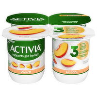 Activia Yogurt, Lowfat, Peach, 4 Each