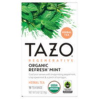 Tazo Regenerative Herbal Tea, Organic Refresh Mint, Tea Bags, 16 Each