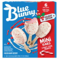 Blue Bunny Frozen Dairy Dessert, Candy Cane Crunch, Mini Bars, 6 Each