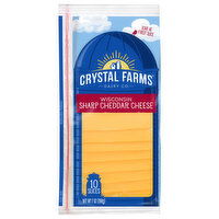 Crystal Farms Cheese Slices, Sharp Cheddar, Wisconsin, 10 Each