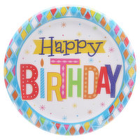 Party Creations Plates, Bright Birthday, Sturdy Style, 8.75 Inch, 8 Each