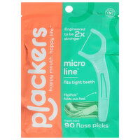 Plackers Micro Line Floss Picks, Fresh Mint, 90 Each