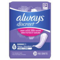 Always Discreet Discreet Pads, Heavy Absorbency, Long Length, 39 Each