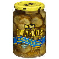 Mt Olive Pickles, Bread & Butter Chips, Simply, 24 Fluid ounce