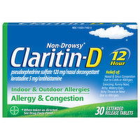 Claritin Allergy & Congestion, Extended Release Tablets, 30 Each