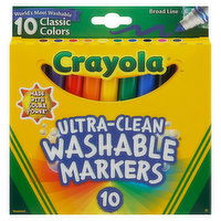 Crayola Markers, Washable, Ultra-Clean, Classic, Broad Line, 10 Each