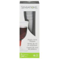 Sensations Wine Glasses, Plastic, 5 Ounce, 6 Each