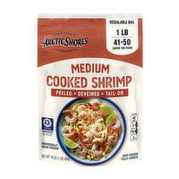 Arctic Shores Cooked Shrimp, Tail On, 41/50, 16 Ounce