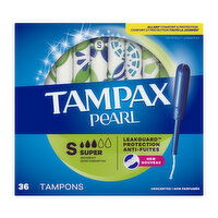 Tampax Pearl Tampax Pearl Tampons with LeakGuard Braid, Super, 36 Ct, 36 Each