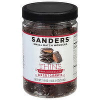 Sanders Sea Salt Caramels, Dark Chocolate, Thins, 18 Ounce