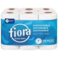 Fiora Bath Tissue, Ultra Soft, Unscented, Double Rolls, 2-Ply, 12 Each