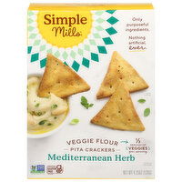 Simple Mills Pita Crackers, Veggie Flour, Mediterranean Herb, 4.25 Ounce