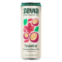 Zevia Hibiscus Tea, Passionfruit, Sweetened, 12 Fluid ounce