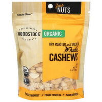 Woodstock Cashews, Organic, Dry Roasted and Salted, Whole, 7 Ounce