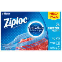 Ziploc Seal Top Bags, Freezer, Quart, Mega Pack, 75 Each