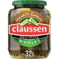 Claussen Hearty Garlic Deli-Style Pickle Wholes, 32 Fluid ounce