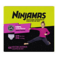 Ninjamas Nighttime Underwear Nighttime Bedwetting Underwear Girl Size S/M 44 Count, 44 Each