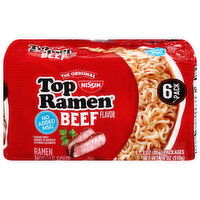 Nissin Top Ramen Ramen Noodle Soup, Beef Flavor, 6 Pack, 6 Each