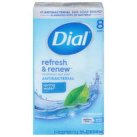 Dial Hydraclean Complex Deodorant Bar Soap, Spring Water, Refresh & Renew, Antibacterial, 8 Each