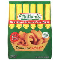 Nathan's Famous Onion Rings, Battered, Thick Sliced, 16 Ounce