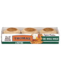 Thomas' Whole Wheat English Muffins, 6  count, 12 oz, 6 Each