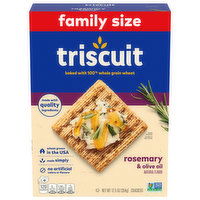 TRISCUIT Rosemary & Olive Oil Whole Grain Wheat Crackers, Family Size, 12.5 Ounce