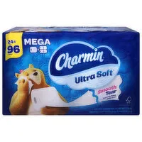 Charmin Ultra Soft Bathroom Tissue, Smooth Tear, Mega Roll, 2-Ply, 4 Each