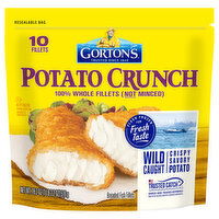 Gorton's Fish Fillets, Breaded, Whole, Potato Crunch, 18.2 Ounce