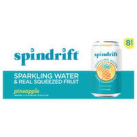 Spindrift Sparkling Water, & Real Squeezed Fruit, Unsweetened, Pineapple, 8 Each