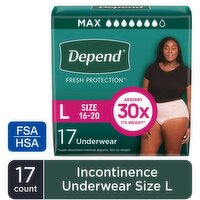 Depend Fresh Protection Maximum L Underwear, 17 Each