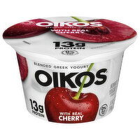 Oikos Yogurt, Nonfat, Greek, Blended, Real Cherry, 5.3 Ounce