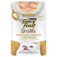 Fancy Feast Cat Complement, Gourmet, Tuna, Chicken & Whitefish, Creamy, Broths, 1.4 Ounce