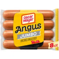 Oscar Mayer Jumbo Angus Beef Uncured Beef Franks Hot Dogs, 8 Each