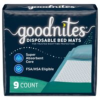 GoodNites Bed Mats, Disposable, 9 Each