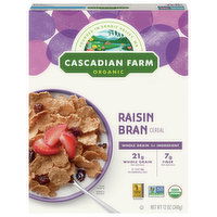 Cascadian Farm Cereal, Organic, Raisin Bran, 12 Ounce