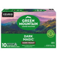Green Mountain Coffee Roasters Coffee, Dark Roast, Dark Magic, K-Cup Pods, 10 Each