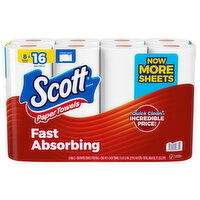 Scott Paper Towels, Fast Absorbing, Choose-A-Sheet, Double Rolls, One-Ply, 8 Each