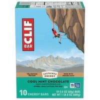 CLIF BAR - Cool Mint Chocolate with Caffeine - Made with Organic Oats - Energy Bars - Non-GMO - Plant Based Protein Bars (10 Pack), 24 Ounce