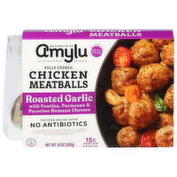 Amylu Chicken Meatballs, Roasted Garlic, 10 Ounce