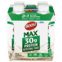 Boost Max Nutritional Drink, Very Vanilla, 3 in 1 Active Nutrition, 4 Each