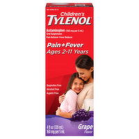 Tylenol Pain + Fever, Children's, Grape Flavor, 4 Fluid ounce